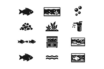 Fototapeta premium Icon food vector icons symbol bubbles image depicting structure simple aquarium workflow