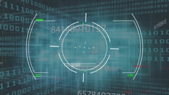 On reticle appearance, HUD reticle rotating green arc, cycling numbers, grid shifting for data flow