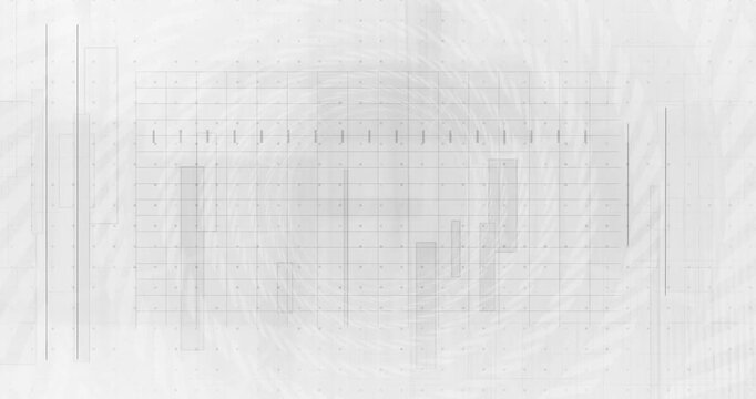 Centered data viz emerging from faint paper, grid revealing bars and tick marks for analytics