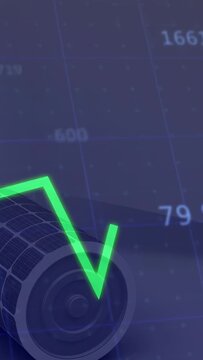 Vertical video: Cylinder left, numbers fading starting green trace on grid, sleeve pulsing for data