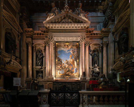 Altar on the right hand side of  the Royal Chapel of the Treasure of St. Januarius (Reale cappella del Tesoro di san Gennaro) within the Naples Cathedral, Italy