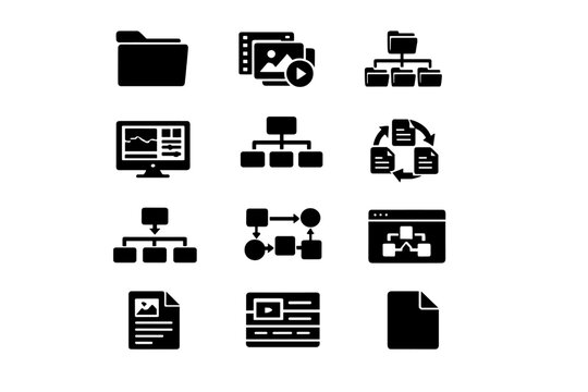 Content icon vector image management symbol folder digital fill set cms simple