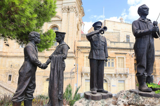 BIRGU VALLETTA MALTA: Freedom Monument in Malta, which commemorates Maltese Freedom Day, when the island became a republic in 1979 and British troops withdrew.