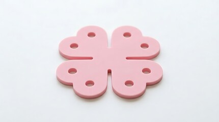 Obraz premium Pink FourPetal Flower Shaped Decorative Cutout with Holes for Crafting and DIY Projects