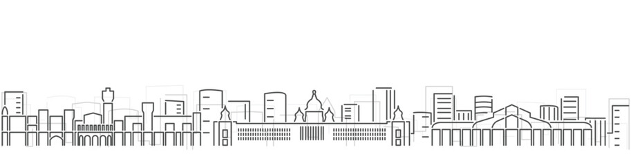 Naklejka premium Bengaluru Simple Dark Lines Skyline on White Background