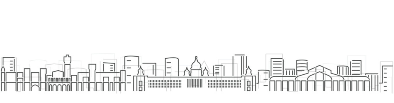 Bengaluru Simple Dark Lines Skyline on White Background