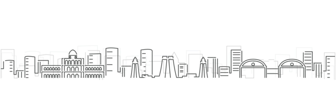 Madurai Simple Dark Lines Skyline on White Background
