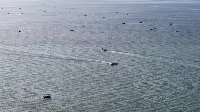 Aerial view of fisherman boats at sea Pennag