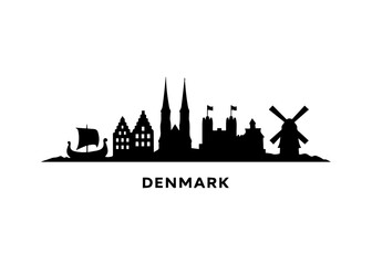 Fototapeta premium Denmark skyline Vector skyline on a white background