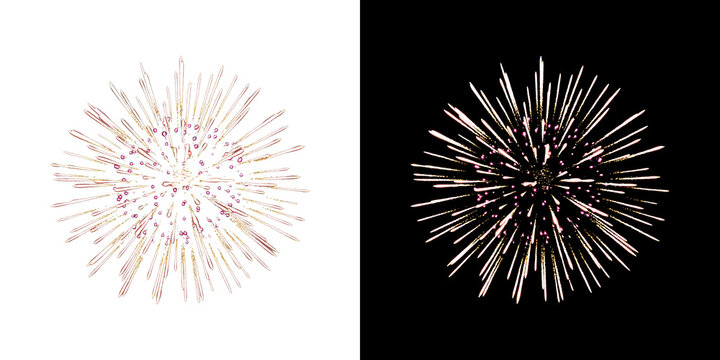 Festive fireworks on a transparent background