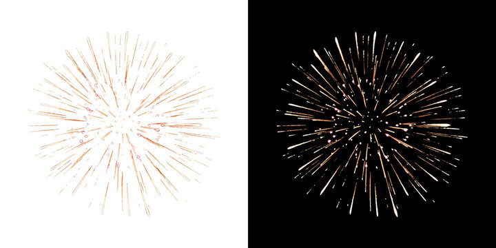 Festive fireworks on a transparent background