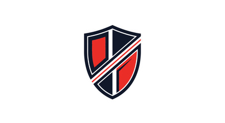 Fototapeta premium Abstract shield graphic with red white and blue elements on white background