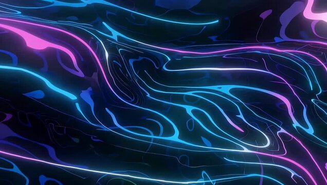 High tech 4K metaverse motion background featuring curved wavy lines and dynamic abstract flowing patterns seamless loop representing futuristic data stream and digital connectivity high resolution