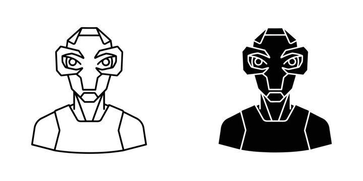 futuristic robot and human face comparison flat design vector illustration