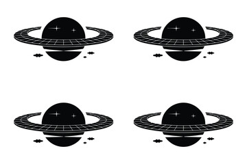 Planet saturn ringed celestial body vector illustration set with celestial © Mina Akter66