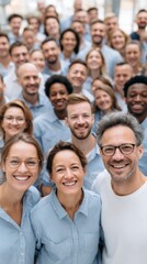 Fototapeta premium Diverse group of smiling professionals in casual attire, radiating positivity.
