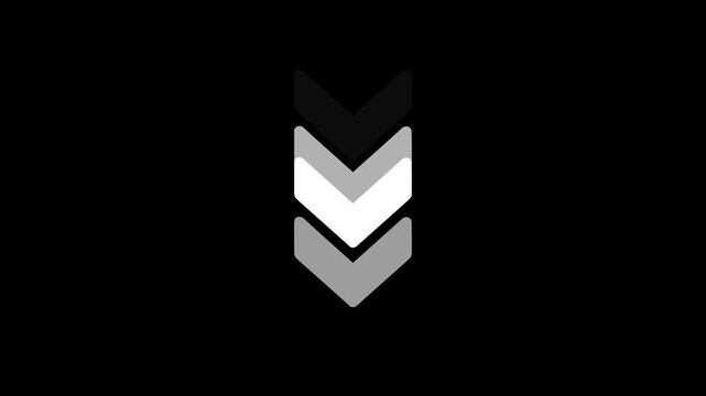 Minimalist animated chevron arrow loop, modern ui interface for digital navigation and directional motion