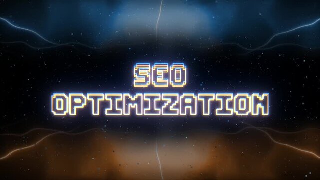 SEO Optimization Neon text with retro style background