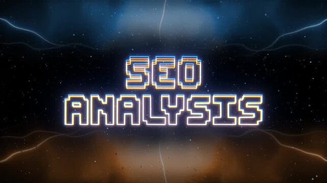 SEO Analysis Neon text with retro style background