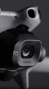 Drone gimbal camera lens tilting motion vertical portrait video