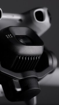 Drone gimbal camera lens tilting motion vertical portrait video