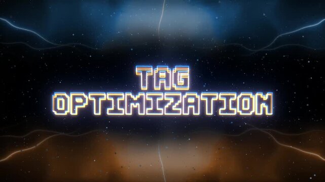 Tag Optimization Neon text with retro style background