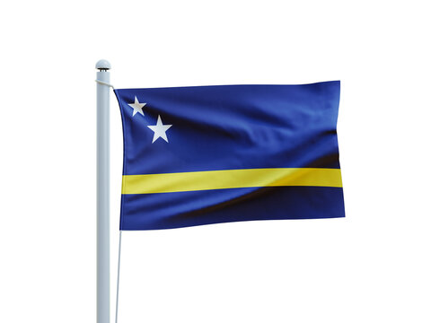 Curacao Waving Flag with Isolated Background