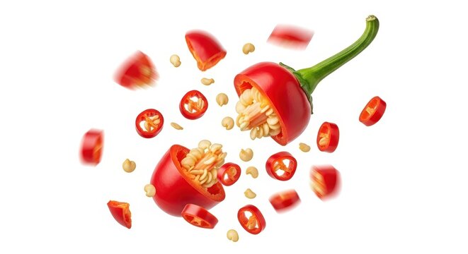 A vibrant stack of fresh red, green, and yellow chili peppers covered in water droplets against a dark background.