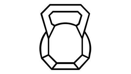 Obraz premium Minimalist kettlebell vector icon illustration for fitness, gym, and workout branding. Clean black line art design representing strength training, weightlifting, and crossfit equipment.