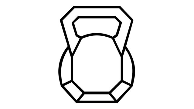Minimalist kettlebell vector icon illustration for fitness, gym, and workout branding. Clean black line art design representing strength training, weightlifting, and crossfit equipment.