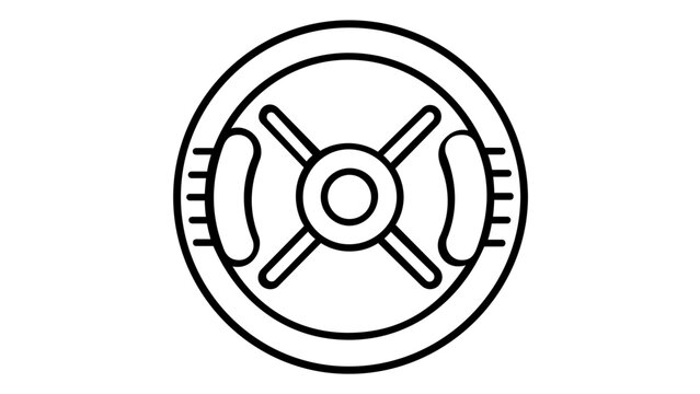 Minimalist rowing machine flywheel line icon vector illustration. Scalable flat graphic design for fitness equipment, gym workout apps, cardio training, sports health, and wellness concepts.