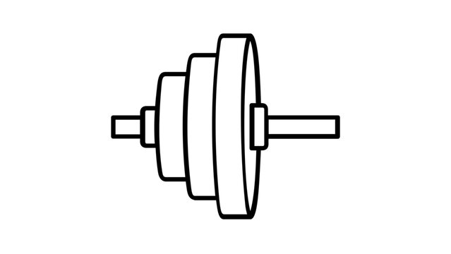 Barbell Weight Plates on Bar Vector Icon Illustration for Fitness, Bodybuilding, and Strength Training Equipment, Minimalist Flat Design for Gym Workouts, Weightlifting, and Powerlifting.