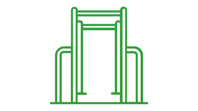 Green minimalist treadmill line icon vector illustration of a cardio running machine for fitness, gym, and workout concepts, scalable flat design graphic for health and exercise applications.