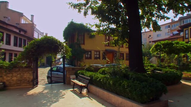 Nostalgic Bursa Neighborhood with Historic Ottoman Bay Window Houses