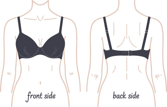 Front and Back View of a Dark Grey Bra on a Female Torso