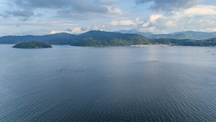 Distant aerial view of extensive tropical rainforest hills coastline near Paraty Brazil © Prostir Vision
