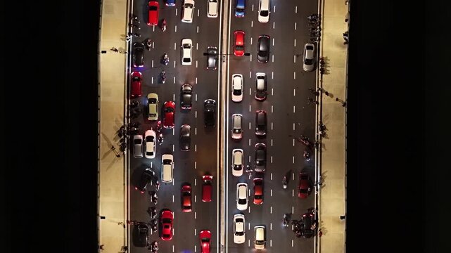 Drone View Andaman Island Bridge Traffic Jam After Countdown