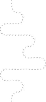 Asymmetric maze path using rounded wave curves built from repeated cursor arrows