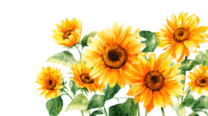 Naklejka premium watercolor botanical Sunflower flowers texture template background.Elegant wedding invitation card background . Minimal hand painted Design for wedding or Valentine's Day