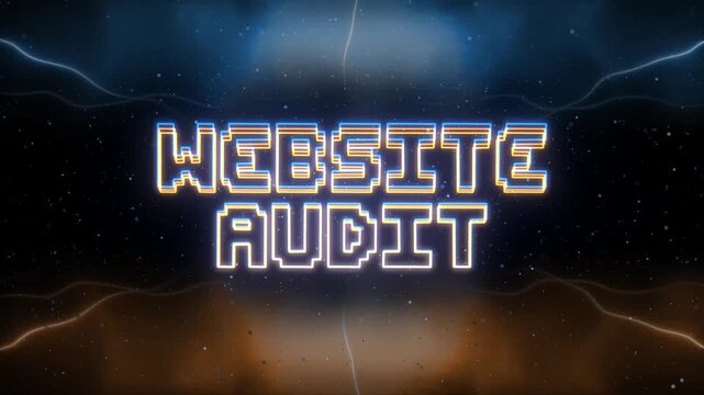 Website Audit Neon text with retro style background