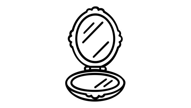 Minimalist Eye Shadow Palette and Compact Mirror Line Icon Vector Illustration; Scalable Flat Graphic for Beauty, Cosmetics, Makeup Artistry, and Personal Care Branding or Web Design.