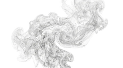 Fototapeta premium Ethereal white smoke swirls, wispy gray steam clouds, abstract flowing vapor texture isolated on Transparent Background