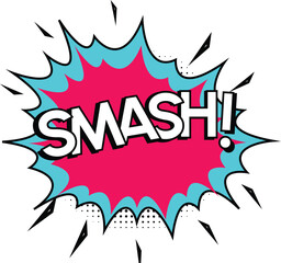 Naklejka premium Cartoon Smash comic sign burst clouds. Speech bubble, boom sign expression and pop art text frames. Comics mem expressions speech, superhero book bubbles label. Isolated vector symbols set