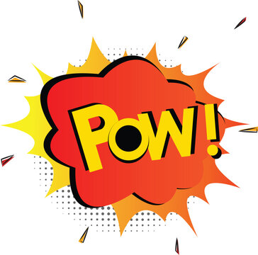 Cartoon Pow comic sign burst clouds. Speech bubble, boom sign expression and pop art text frames. Comics mem expressions speech, superhero book bubbles label. Isolated vector symbols set