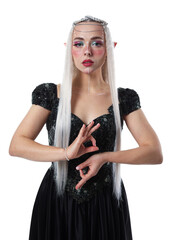 Obraz premium Portrait of beautiful elf girl on white background