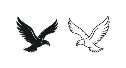 Fototapeta premium Eagle Symbols: Powerful Black and White Flying Eagles Design Vector