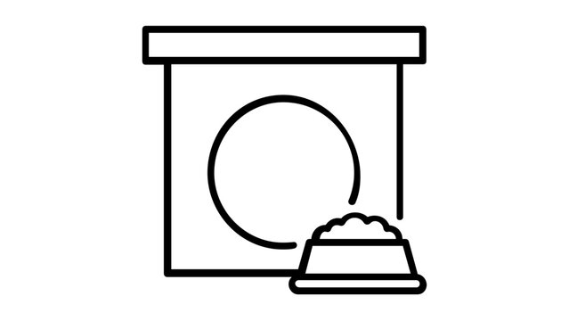 Pet food bag and bowl line icon vector illustration. Minimalist design for cat or dog nutrition, animal care, and pet supplies. Scalable flat graphic for pet shop apps and veterinary websites.