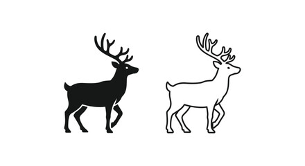 Fototapeta premium Deer Antlers Symbolism: Stag & Hind Iconic Designs Vector