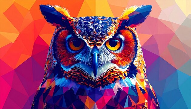 フクロウ幾何学アート抽象デザイン背景素材