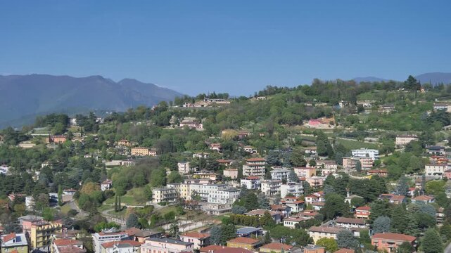  Brescia landscape nord est from historic castle, Lombardy, Italy